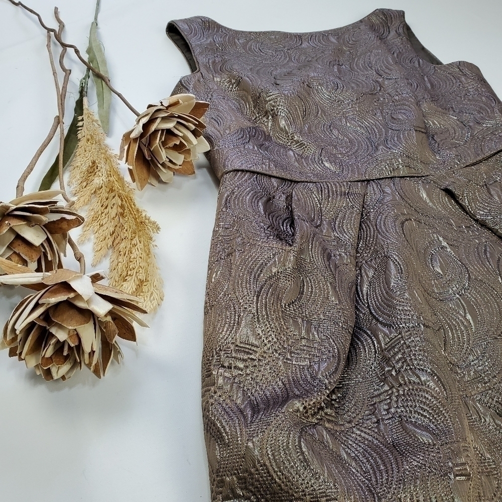 BANANA REPUBLIC Brown Iridescent Shift Dress 4 - Picture 6 of 14